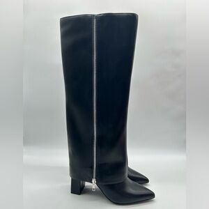 Scoop Black Knee-High Block Heel Boots | Dual Side Zippers | Women’s 8 | NWT